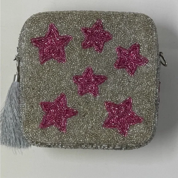 Pink Star Embellished Beaded Bag NWOT - Picture 1 of 5